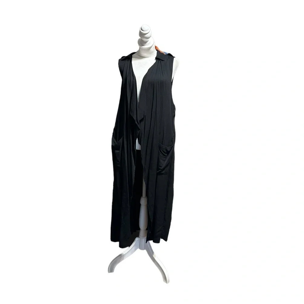 Philosophy women's small black long cardigan, pleated back